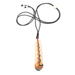 Hand-painted cord pendant necklace, 'Stable Freedom' - Hand-Painted Brown Feather Pendant Necklace from Bali