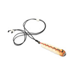 Hand-painted cord pendant necklace, 'Stable Freedom' - Hand-Painted Brown Feather Pendant Necklace from Bali