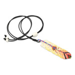 Hand-painted cord pendant necklace, 'Courageous Freedom' - Hand-Painted Red and Yellow Feather Pendant Necklace