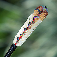 Hand-painted hairpin, 'Feathered Nature' - Feather-Themed Hand-Painted Hairpin in Warm Hues