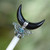 Blue topaz and horn hair pin, 'Always Fascinating' - Blue Topaz Horn Sterling Silver Crescent Moon Hair Pin