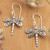 Sterling silver dangle earrings, 'Dragonfly Garden' - 925 Silver Dragonfly Dangle Earrings with Openwork Accents (image 2) thumbail