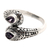 Amethyst cocktail ring, 'Two Loves' - Sterling Silver Cocktail Ring with 2 Faceted Amethyst Stones