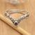 Garnet single stone ring, 'Crown Melody' - Garnet Sterling Silver Single Stone Ring with Balinese Motif (image 2) thumbail