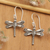 Sterling silver dangle earrings, 'Ancient Dragonfly' - Sterling Silver Dragonfly Dangle Earrings from Bali (image 2) thumbail