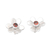 Granat-Ohrringe mit Knöpfen - Sterlingsilber-Ohrringe mit Blumenknöpfen und Granatstein