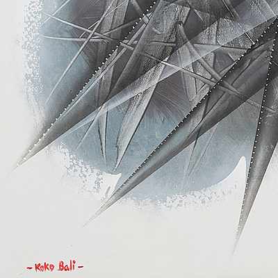 'The Stars' - Pintura abstracta geométrica sin estirar firmada en tonos oscuros