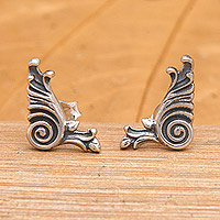 Sterling silver stud earrings, 'Magical Wind' - Whirlwind-Themed Sterling Silver Stud Earrings from Bali