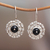 Sterling silver drop earrings, 'Dark Captivation' - Sterling Silver Swirl Drop Earrings with Black Resin Beads