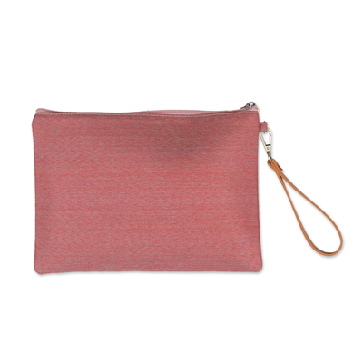 Batik cotton wristlet, 'Parang Lereng' - Cotton Wristlet in Pink with Batik Motifs & Removable Strap