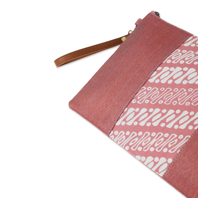 Pulsera de algodón batik - Muñequera de algodón rosa con motivos batik y correa extraíble