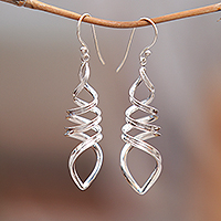 Sterling silver dangle earrings, 'Celestial Cocoon' - Abstract and Modern Sterling Silver Dangle Earrings