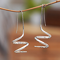 Sterling silver drop earrings, 'Ethereal Blessing' - Sterling Silver Dangle Earrings in a High-Polish Finish