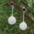 Garnet dangle earrings, 'Nesting Ball' - Modern Sterling Silver Dangle Earrings with Garnet Stones