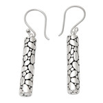 Sterling silver dangle earrings, 'Bubble Empress' - Bubble-Patterned Cylindrical Sterling Silver Dangle Earrings