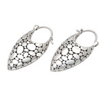 Sterling silver hoop earrings, 'Bubble Duchess' - Modern Bubble-Patterned Sterling Silver Hoop Earrings