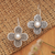 Aretes colgantes de perlas cultivadas - Aretes colgantes florales de plata esterlina con perlas blancas