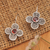 Pendientes colgantes de granate - Pendientes colgantes florales de plata de ley con joyas de granate
