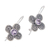 Aretes colgantes de amatista - Pendientes colgantes florales de plata de ley con joyas de amatista
