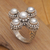 Cultured pearl cocktail ring, 'Pearl Crossing' - Classic Balinese Sterling Silver White Pearl Cocktail Ring