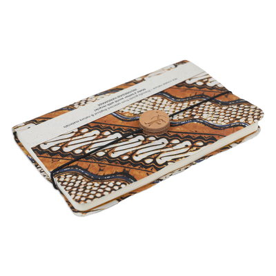 Diario de algodón batik - Diario de algodón batik marrón y negro con 90 páginas hecho a mano