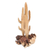 Escultura de madera - Escultura de cactus de madera hecha a mano con base similar a un hongo
