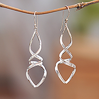 Sterling silver dangle earrings, 'Ethereal Swim' - Modern Sterling Silver Dangle Earrings in a Polished Finish