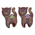 Imanes de madera (juego de 2) - Juego de 2 imanes de madera con forma de gato floral pintados a mano
