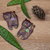 Imanes de madera (juego de 2) - Juego de 2 imanes de madera con forma de gato floral pintados a mano