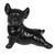 Holzfigur - Handbemalte Suar-Holzfigur einer sich ausstreckenden schwarzen Bulldogge