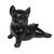 Wood figurine, 'Stretching Black Bulldog' - Hand-Painted Suar Wood Figurine of Stretching Black Bulldog (image 2b) thumbail