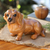 Wood figurine, 'Happy Brown Dachshund' - Hand-Carved Wood Figurine of Stretching Brown Dachshund (image 2b) thumbail