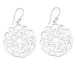 Sterling silver dangle earrings, 'Heavenly Bouquet' - Floral Sterling Silver Dangle Earrings in a Polished Finish