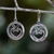 Sterling silver dangle earrings, 'Gift for Love' - Heart-Themed Modern Round Sterling Silver Dangle Earrings