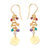 Vergoldete Ohrhänger mit Perlen und mehreren Edelsteinen – Ohrhänger aus 18 Karat vergoldeten Perlen mit mehreren Edelsteinen