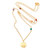 Gold-plated multi-gemstone station pendant necklace, 'Chakra of Paradise' - 18k Gold-Plated Multi-Gemstone Station Pendant Necklace