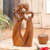 Holzskulptur - Handgeschnitzte romantische Suar-Holzskulptur eines Paares