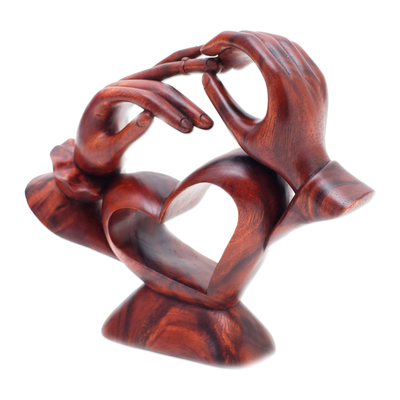 Escultura de madera - Escultura abstracta de madera tallada a mano de propuesta de matrimonio