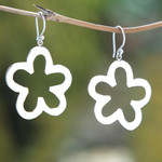 Sterling silver dangle earrings, 'Sweet Silhouette' - Flower-Shaped Sterling Silver Dangle Earrings from Bali