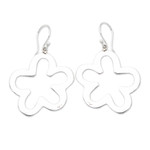 Sterling silver dangle earrings, 'Sweet Silhouette' - Flower-Shaped Sterling Silver Dangle Earrings from Bali