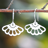 Sterling silver dangle earrings, 'Plumage of the Divine' - Peacock-Inspired Sterling Silver Dangle Earrings from Bali
