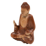 Wood sculpture, 'Peace of Buddha' - Balinese Hand-Carved Suar Wood Sculpture of Master Buddha