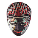 Batik wood mask, 'Purity Sita' - Batik Wood Mask of Hindu Goddess Sita Handcrafted in Java