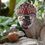 Batik wood mask, 'Purity Sita' - Batik Wood Mask of Hindu Goddess Sita Handcrafted in Java