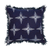 Cotton batik cushion cover, 'Brightest Midnight Star' - Star-Themed Midnight Cotton Batik Cushion Cover with Fringes