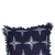 Cotton batik cushion cover, 'Brightest Midnight Star' - Star-Themed Midnight Cotton Batik Cushion Cover with Fringes