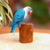 Escultura de madera - Escultura de pájaro azul de madera de Suar hecha a mano con base de madera