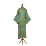 Men's batik rayon robe, 'Greenery' - Men's Patterned Batik Rayon Robe in Green Turquoise & Brown