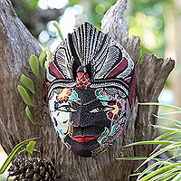 Máscara de madera, 'The Dharma Rama' - Máscara de madera tradicional hecha a mano Rama Wadang de Java