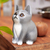 estatuilla de madera - Figura de madera de Suar de gatito hecha a mano en tonos grises